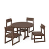 EDGE Side Chair 5 Piece Round Dining Set With Trestle Legs Mahogany