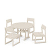 EDGE Side Chair 5 Piece Round Dining Set With Trestle Legs Sand