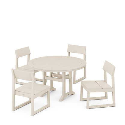 
                  EDGE Side Chair 5 Piece Round Dining Set With Trestle Legs Sand - Image 5
                