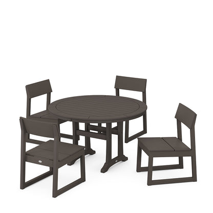 
                  EDGE Side Chair 5 Piece Round Dining Set With Trestle Legs Vintage Coffee - Image 7
                