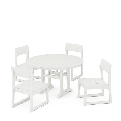 
                  EDGE Side Chair 5 Piece Round Dining Set With Trestle Legs Vintage White - Image 9
                