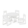 EDGE Side Chair 5 Piece Round Dining Set With Trestle Legs White