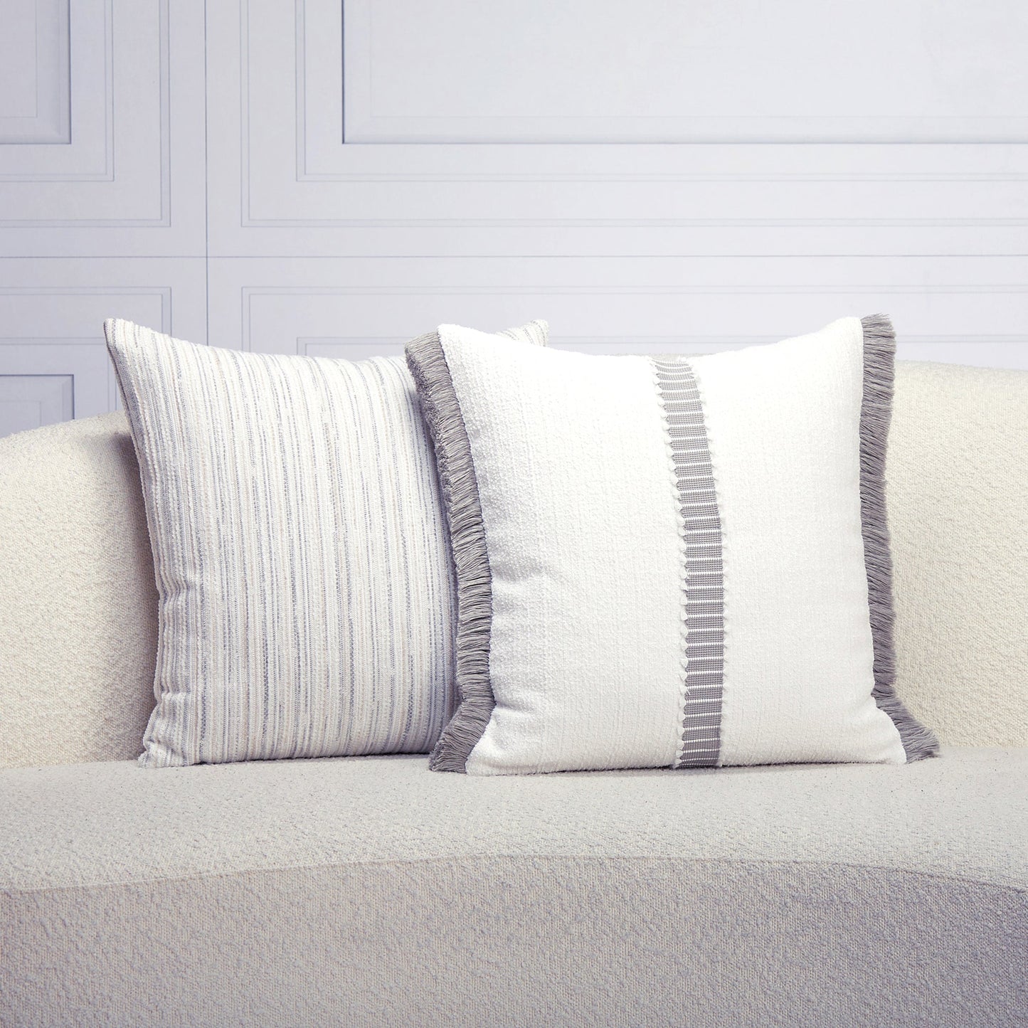 20" Square Elaine Smith Pillow  Luxe Stripe Pebble, image 6