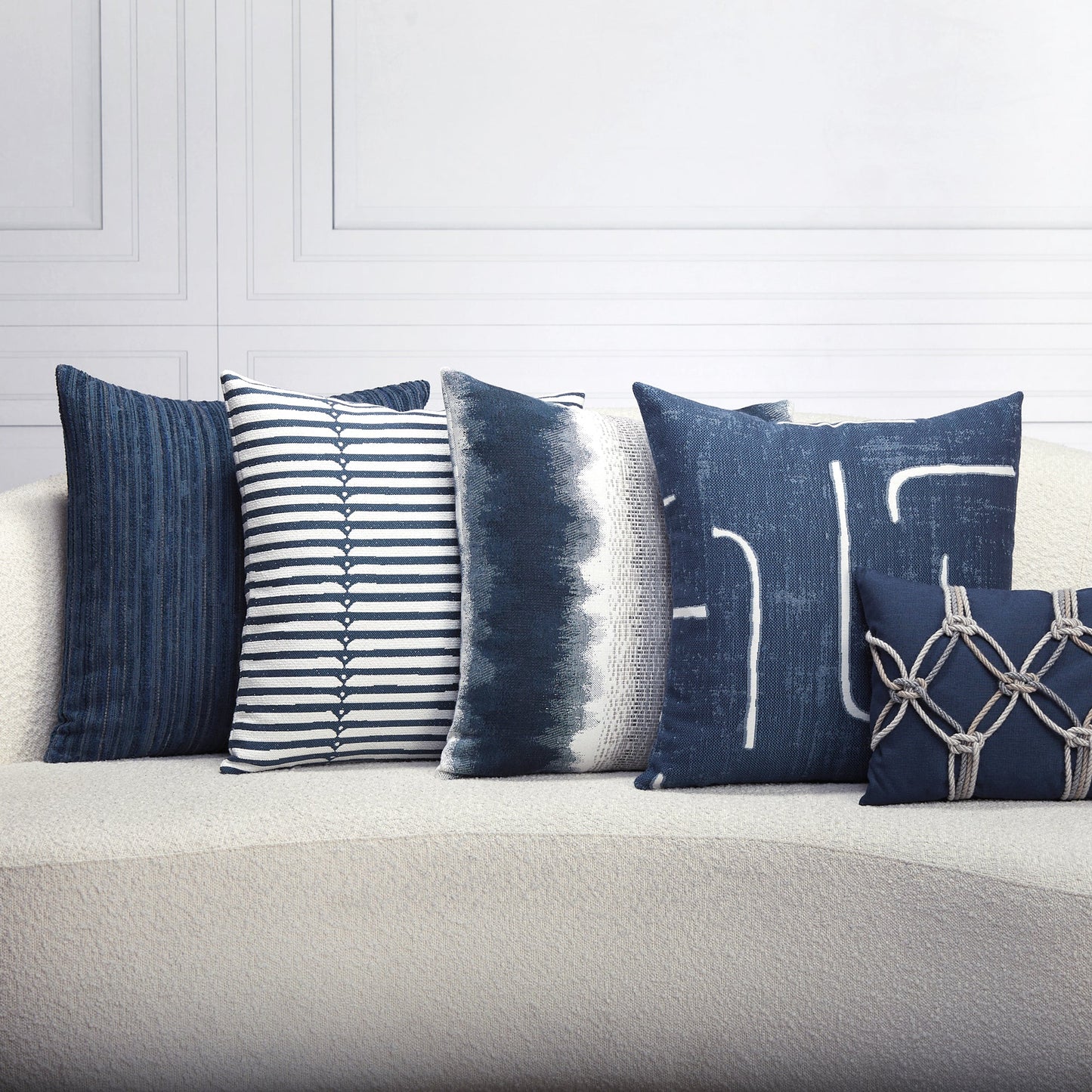 20" Square Elaine Smith Pillow  Luxe Stripe Indigo, image 6