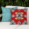 22" Square Elaine Smith Pillow  Tropical Bee Red