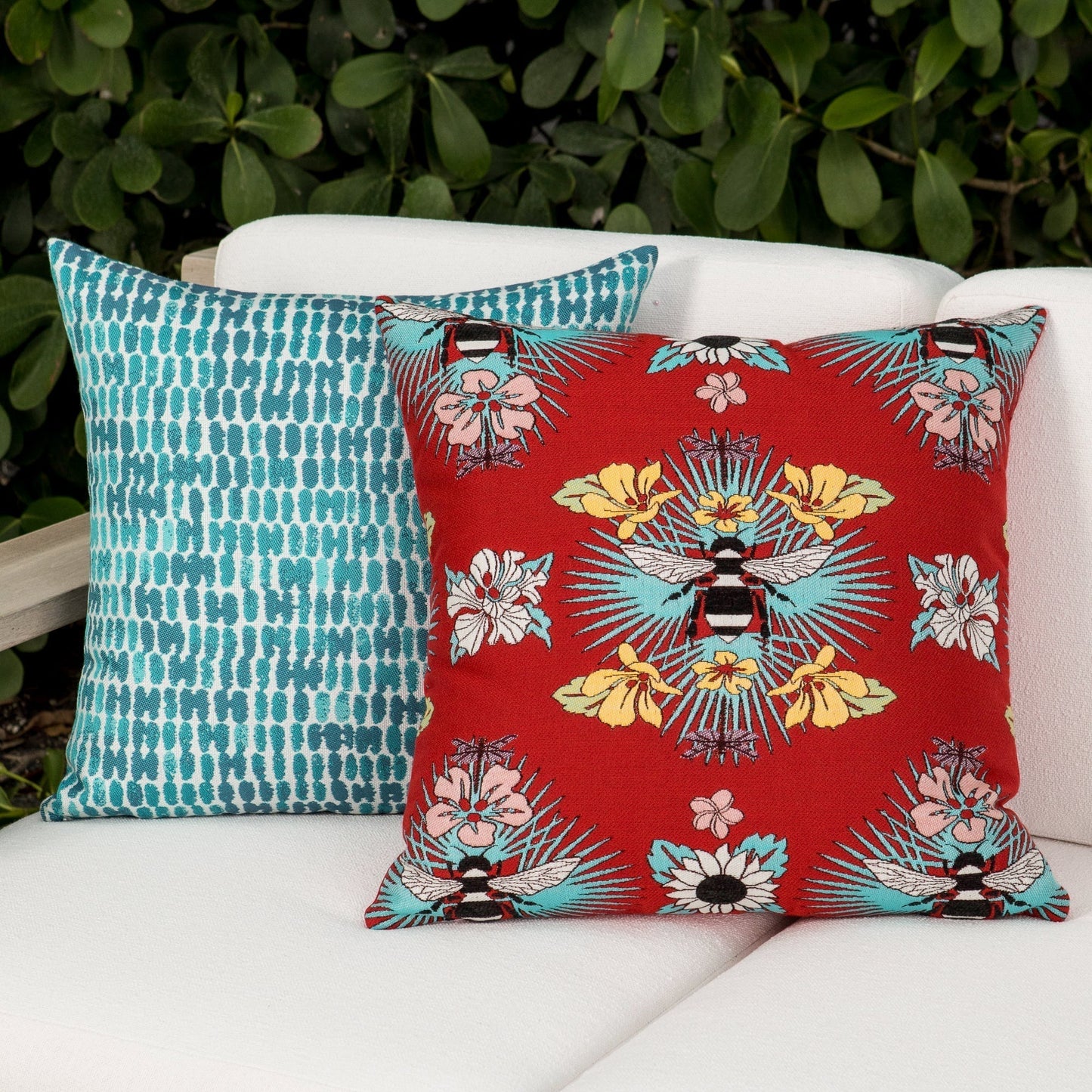 22" Square Elaine Smith Pillow  Tropical Bee Red, image 5