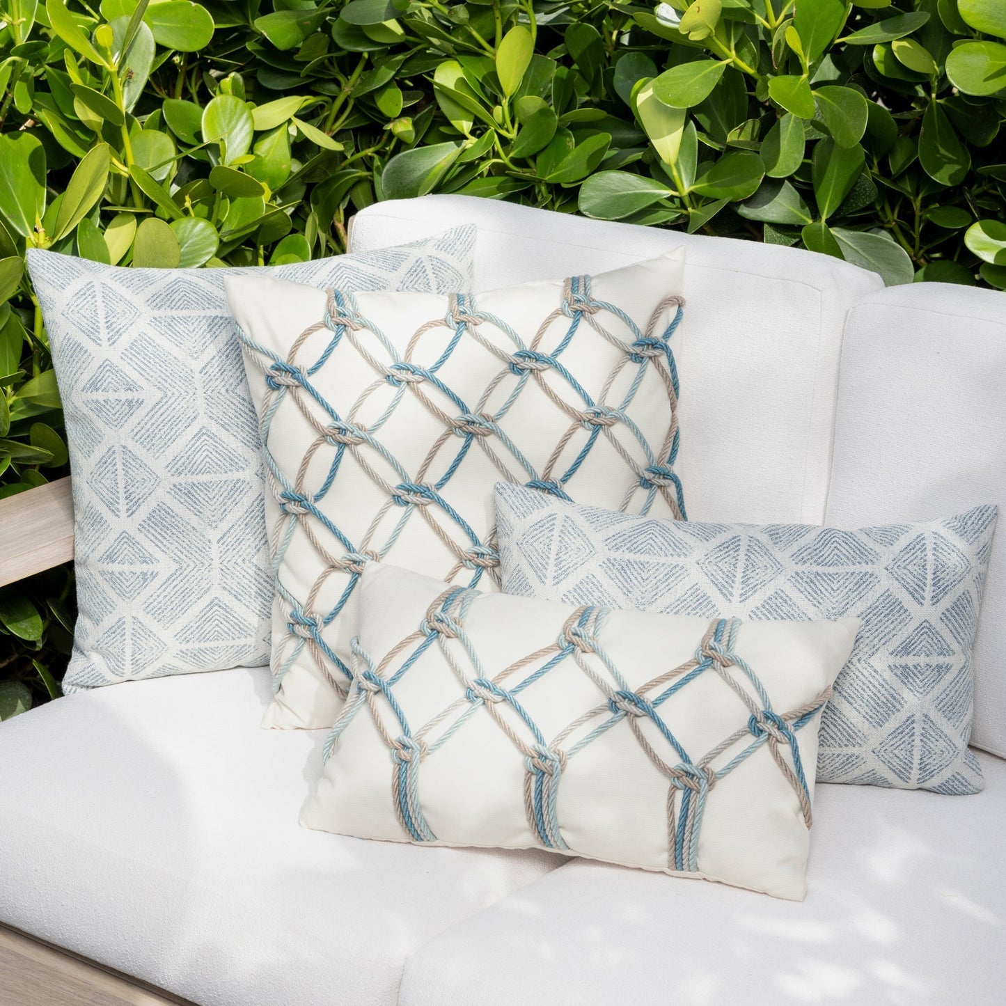 20" Square Elaine Smith Pillow  Aqua Rope, image 5