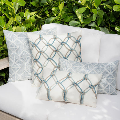
                  20" Square Elaine Smith Pillow  Aqua Rope - Image 5
                
