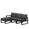 Edge 4 Piece Sectional Ottoman Set Black Frame Ash Charcoal Cushion