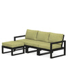 Edge 4 Piece Sectional Ottoman Set Black Frame Charteuse Boucle Cushion