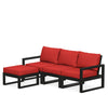 Edge 4 Piece Sectional Ottoman Set Black Frame Crimson Linen Cushion