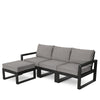 Edge 4 Piece Sectional Ottoman Set Black Frame Grey Mist Cushion