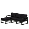 Edge 4 Piece Sectional Ottoman Set Black Frame Midnight Linen Cushion