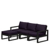 Edge 4 Piece Sectional Ottoman Set Black Frame Navy Linen Cushion