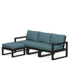 Edge 4 Piece Sectional Ottoman Set Black Frame Ocean Teal Cushion