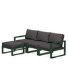 Edge 4 Piece Sectional Ottoman Set Green Frame Ash Charcoal Cushion