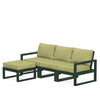 Edge 4 Piece Sectional Ottoman Set Green Frame Charteuse Boucle Cushion