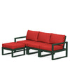 Edge 4 Piece Sectional Ottoman Set Green Frame Crimson Linen Cushion