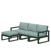 Edge 4 Piece Sectional Ottoman Set Green Frame Glacier Spa Cushion