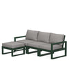 Edge 4 Piece Sectional Ottoman Set Green Frame Grey Mist Cushion