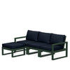 Edge 4 Piece Sectional Ottoman Set Green Frame Marine Indigo Cushion