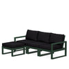 Edge 4 Piece Sectional Ottoman Set Green Frame Midnight Linen Cushion