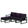 Edge 4 Piece Sectional Ottoman Set Green Frame Navy Linen Cushion