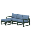 Edge 4 Piece Sectional Ottoman Set Green Frame Sky Blue Cushion