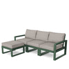 Edge 4 Piece Sectional Ottoman Set Green Frame Weathered Tweed Cushion