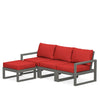 Edge 4 Piece Sectional Ottoman Set Grey Frame Crimson Linen Cushion