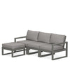 Edge 4 Piece Sectional Ottoman Set Grey Frame Grey Mist Cushion