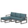 Edge 4 Piece Sectional Ottoman Set Grey Frame Ocean Teal Cushion