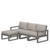 Edge 4 Piece Sectional Ottoman Set Grey Frame Weathered Tweed Cushion