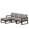 Edge 4 Piece Sectional Ottoman Set Mahogany Frame Grey Mist Cushion