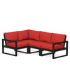 Edge 4 Piece Sectional Set Black Frame Crimson Linen Cushion