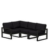 Edge 4 Piece Sectional Set Black Frame Midnight Linen Cushion