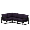 Edge 4 Piece Sectional Set Black Frame Navy Linen Cushion