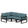 Edge 4 Piece Sectional Set Black Frame Ocean Teal Cushion