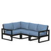 Edge 4 Piece Sectional Set Black Frame Sky Blue Cushion