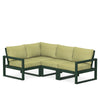 Edge 4 Piece Sectional Set Green Frame Charteuse Boucle Cushion