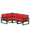 Edge 4 Piece Sectional Set Green Frame Crimson Linen Cushion