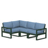 Edge 4 Piece Sectional Set Green Frame Sky Blue Cushion