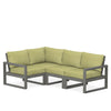 Edge 4 Piece Sectional Set Grey Frame Charteuse Boucle Cushion