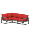 Edge 4 Piece Sectional Set Grey Frame Crimson Linen Cushion