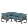 Edge 4 Piece Sectional Set Grey Frame Ocean Teal Cushion