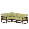 Edge 4 Piece Sectional Set Mahogany Frame Charteuse Boucle Cushion