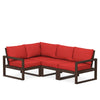 Edge 4 Piece Sectional Set Mahogany Frame Crimson Linen Cushion