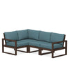 Edge 4 Piece Sectional Set Mahogany Frame Ocean Teal Cushion