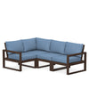 Edge 4 Piece Sectional Set Mahogany Frame Sky Blue Cushion