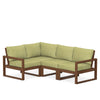 Edge 4 Piece Sectional Set Teak Frame Charteuse Boucle Cushion